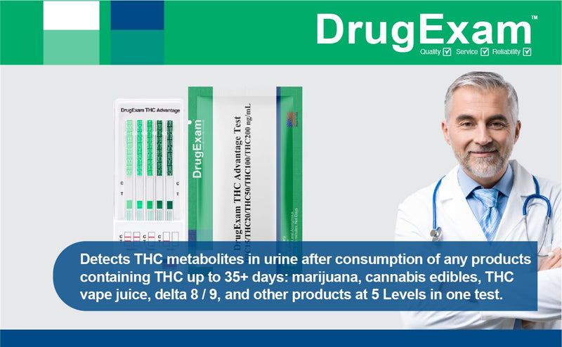 5 Pack - DrugExam THC Advantage Made in USA Multi Level Marijuana Urine Test Kit. Highly Sensitive THC 5 Level Test Kit. Detects at 15 ng/mL, 20 ng/mL, 50 ng/mL, 200 ng/mL and 300 ng/mL (5) - BeesActive Australia