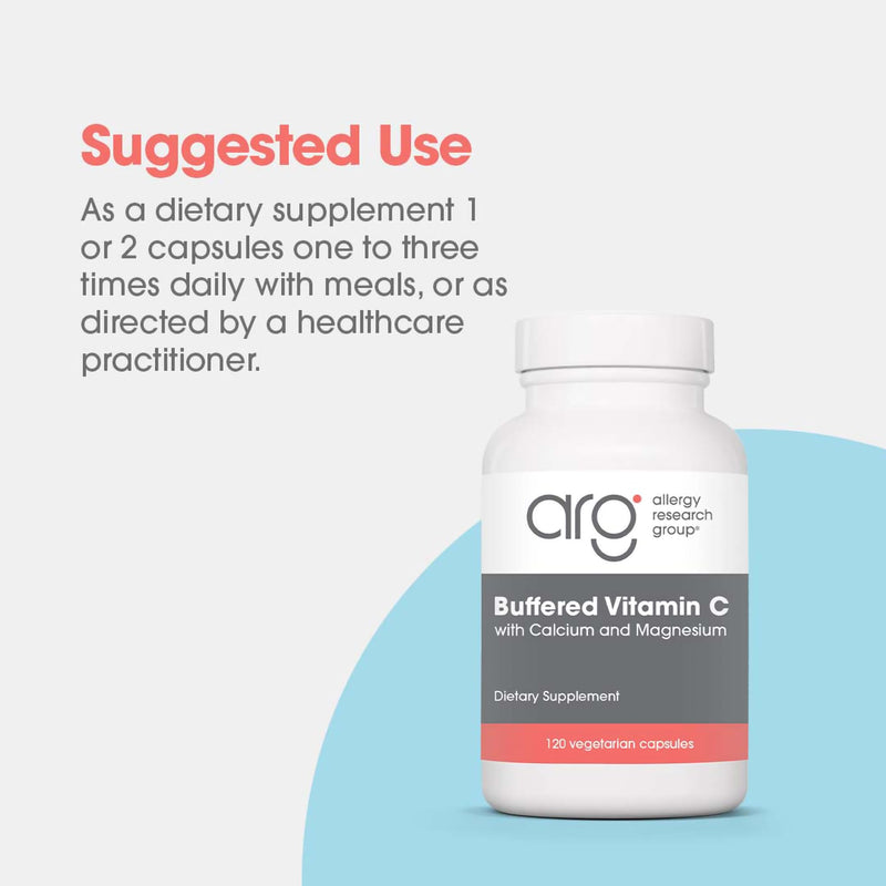 ARG Buffered Vitamin C 1000 mg, Immune Support, 120 Count | 1000 mg Buffered Vitamin C in Hypoallergenic Vegetarian Capsules for Immune Support, 60 Servings