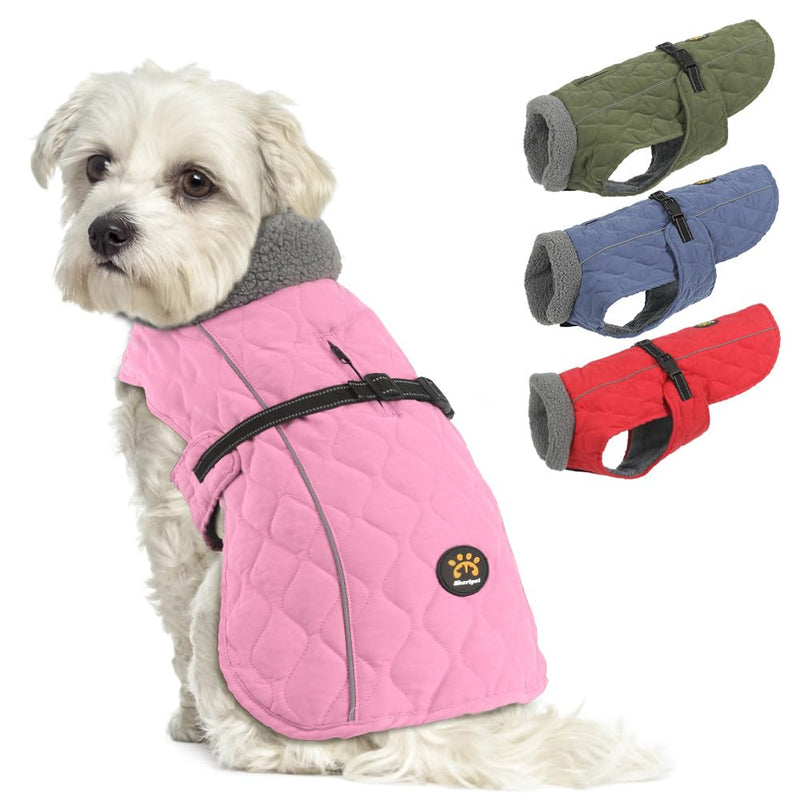 Dog Cold Weather Coats, Fleece Lining Small/Medium/Large Dog Jackets for Winter, Wide Range Adjustable Dog Winter Clothes for Large Dogs, Pink XL X-Large - BeesActive Australia