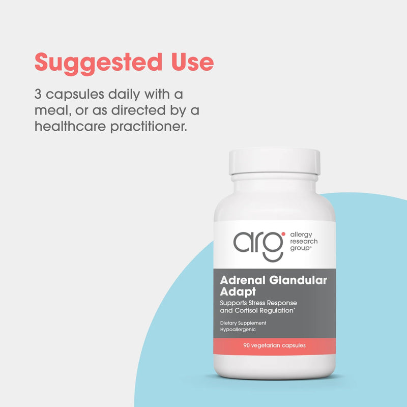 Allergy Research Group - Adrenal Glandular Adapt - Supports Healthy Stress Response and Cortisol Regulation - Hypoallergenic - 90 Vegetarian Capsules
