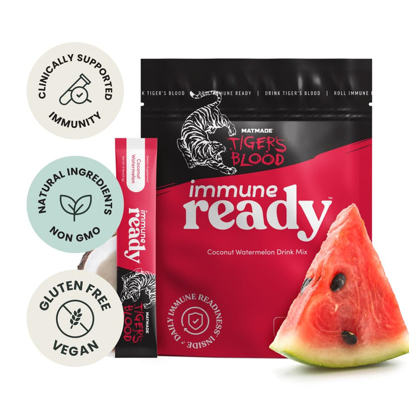Immune Ready™ Electrolytes Powder Packets – Vitamin C Immune Support Drink Mix with Zinc, D3 & Beta Glucan – Low Sugar Hydration, Delicious Coconut Watermelon Flavor 0.2 Ounce (Pack of 15)
