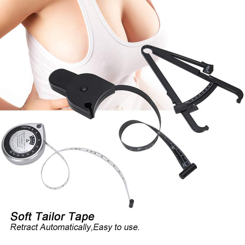 Body Fat Caliper, Handheld Body Fat Measurement Device, Clipper Combo with Body Fat Percentage Measure Chart, Measures Body Fat for Men and Women Waist Leg Arm Measurement Tools - BeesActive Australia