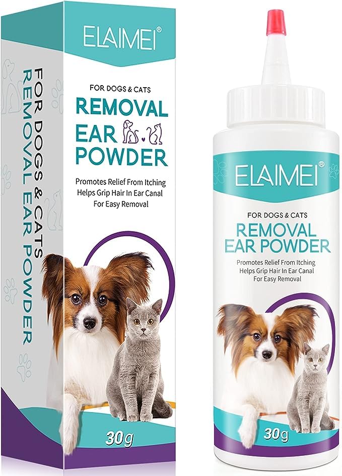 Dog Ear Cleaner 30 g, Ear wash for Dogs & Cats, Dog Ear Powder for Hair Removal, Pet Ear Infection Treatment, Effectively Removes Debris, Waxy, Buildup and Ear Odor, Soothes Itchy & Inflamed Ears 70g