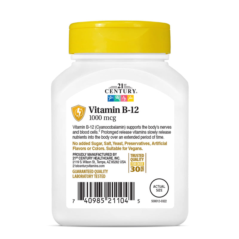 21st Century B 12 1000 mcg Prolonged Release Tablets, 110 Count (Pack of 2) 110 Count (Pack of 2)