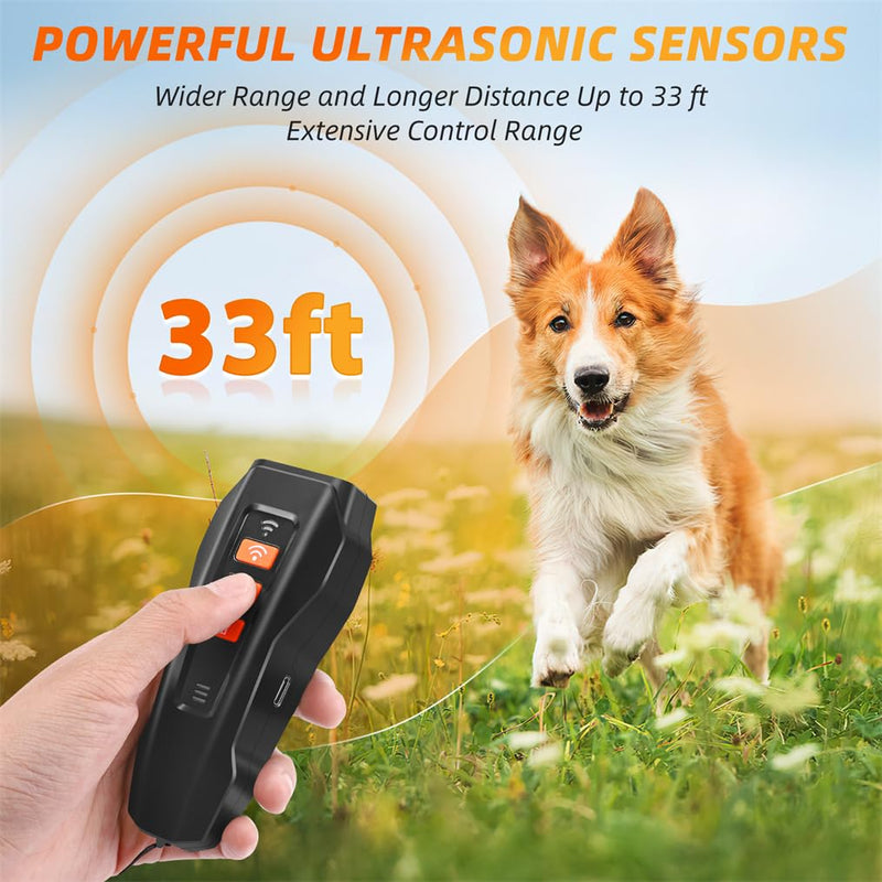 Dog Bark Deterrent Device, Ultrasonic Anti Barking, Rechargeable Anti-Barking Device for Dogs Safe & Effective Portable Anti Barking 33FT Bark Control Indoor Outdoor with Flashlight Black