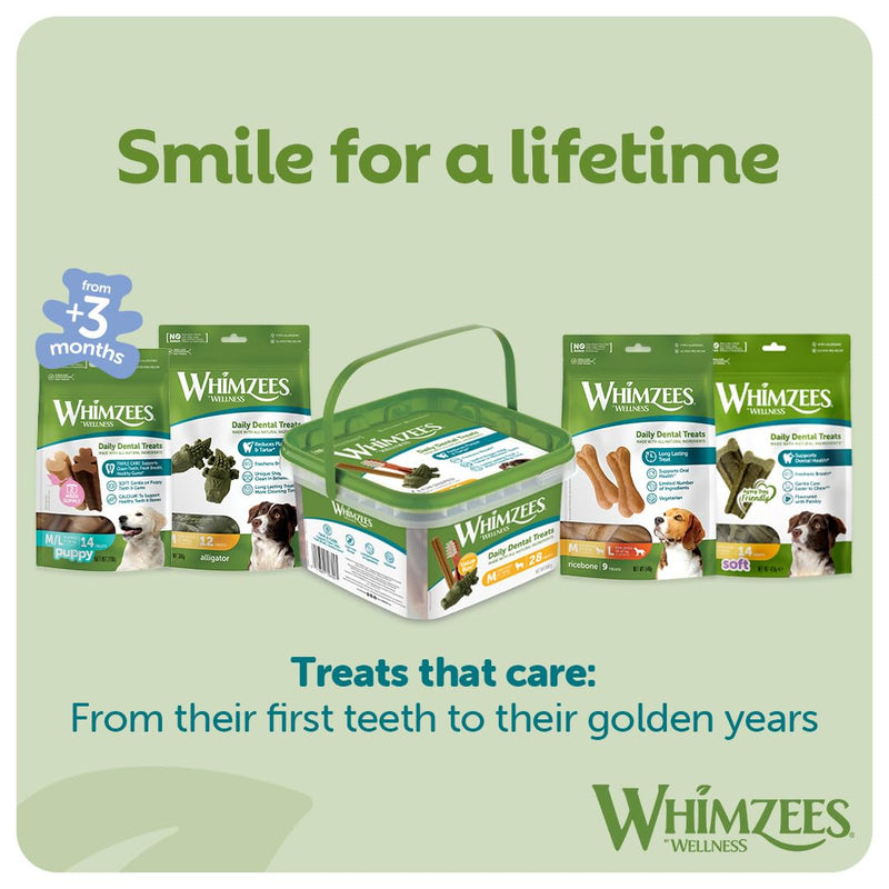 WHIMZEES Puppy Stix M/L, 14 Pieces – Dog Dental Stix, Size M/L, Dog Dental Sticks for Medium and Large Breeds, Natural and Grain Free, Rawhide-Free, Vegetarian, No Added Sugar Medium to Large Breed (9-14kg) 15.07 g (Pack of 14)