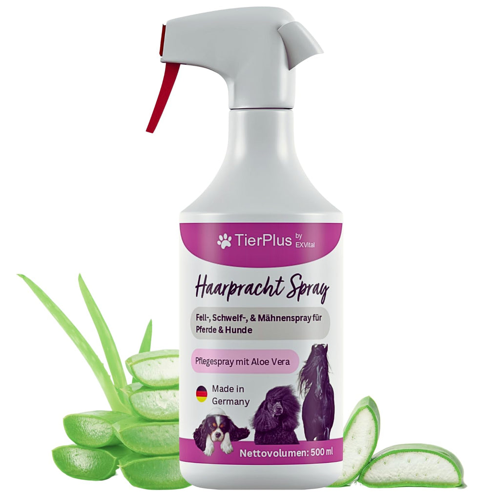 TierPlus Haarpracht spray for horses and dogs, 500 ml spray bottle, fur, tail and mane spray, care spray for silky shine, easy combing and detangling, naturally gentle care