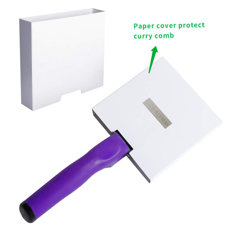 Reversible Stainless Steel Curry Comb with Soft Touch Grip (Purple) purple - BeesActive Australia