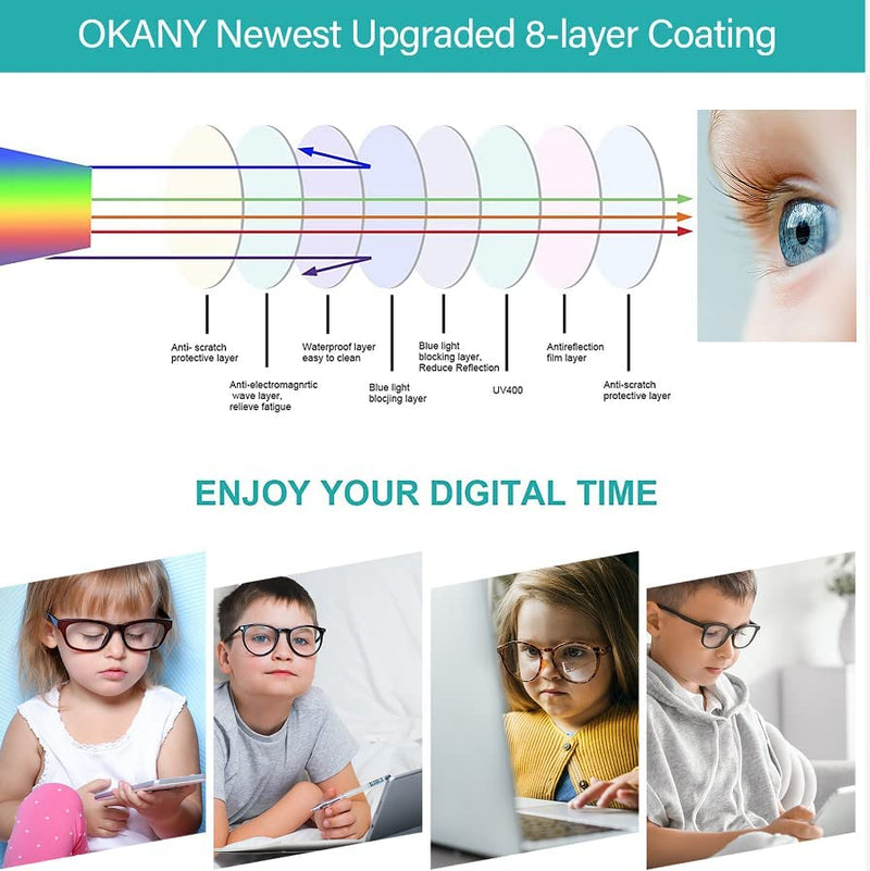Blue Light Gla-sses for Kids 3 Pack Blue Light Blocking Gla-sses for Girls Boys Computer Gaming Screen Gla-sses, Anti Glare Eyestrain Teen Fashion Gla-sses Age 3-10 (Grey Black+Transparent+Leopard) Grey Black+transparent+leopard - BeesActive Australia
