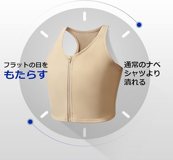 Wonababi Chest Crusher, Flat, Transgender, Crushing Than Panties, FTM Half Top Bra, Good Elasticity, Men's Chest, Corset, Comfortable, No Tightening, Shapewear with Zipper Closure - BeesActive Australia