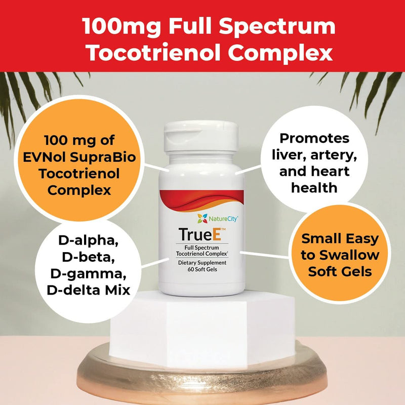 NatureCity True-E Full Spectrum Tocotrienols Vitamin E & Natural Alpha Tocopherol Supplement | Sustainable Tocotrienols from Evnol Suprabio | Non-GMO Vitamin E Complex | 120 Soft gels 2