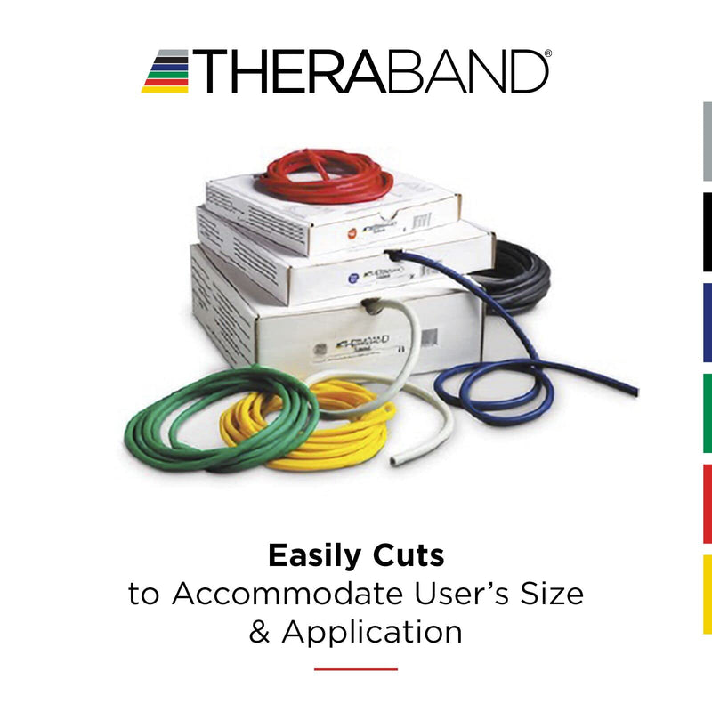 THERABAND Resistance Tubing with Soft Handles, Red, Medium Level, 48" Latex Stretch Resistance Bands for Exercise, Professional Workout Bands for Upper & Lower Body, Color-Coded Levels Red - Medium - Level 3 48 Inch With Soft Handles