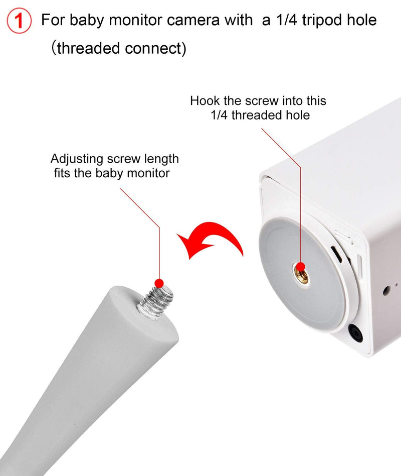 Baby Monitor Mount Camera Shelf Compatible with Infant Optics DXR 8 & DXR-8 Pro and Most Other Baby Monitors,Universal Baby Camera Holder,Attaches to Crib Cot Shelves or Furniture (White) White - BeesActive Australia