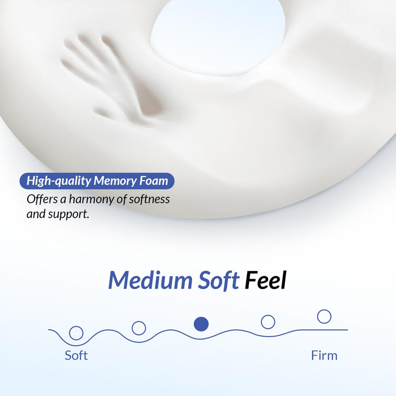 ZIKEE Dual U-Shaped Donut Pillow for Tailbone Pain, Hemorrhoid Pillow for Sitting with Pressure Relief Hole & Slope Design, Donut Seat Cushion for Coccyx, Postpartum & Post Surgery Sitting Relief Black