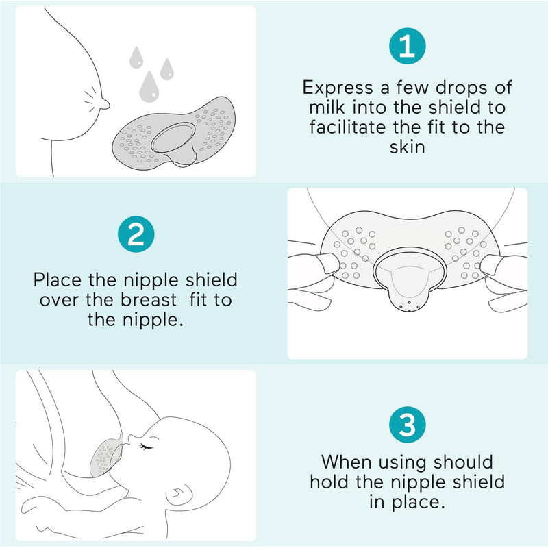 Paruu Contact Nipple Shields, Butterfly Breastfeeding Nipple Shields for Protecting Sore, Flat or Inverted Nipples, 100% Food-Grade Silicone, Made Without BPA/BPS, Include Carry Case (20mm) 20mm - BeesActive Australia