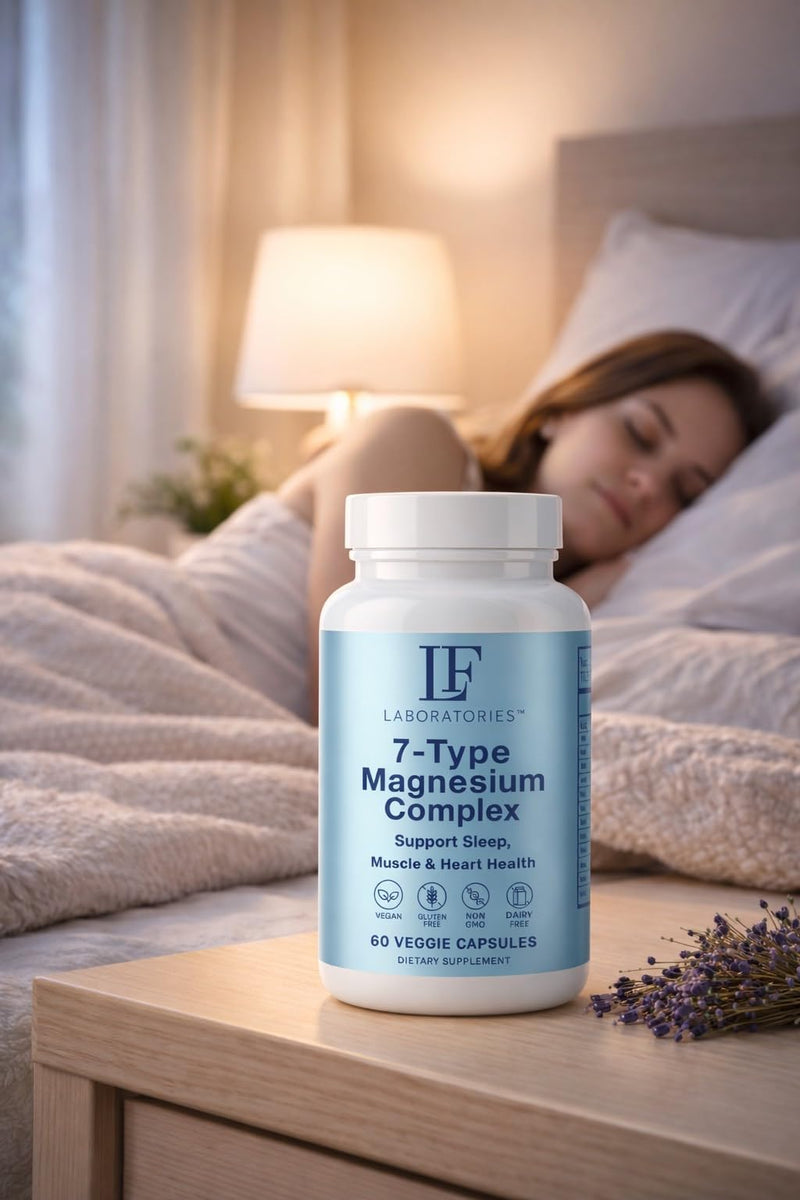 Magnesium Complex 7-in-1 with Vitamin B6 – High Absorption Blend for Sleep, Stress Relief & Muscle Recovery – 7 Forms Magnesium Supplement – Calm Mood Support – 60 Vegan Capsules – LF Laboratories 1