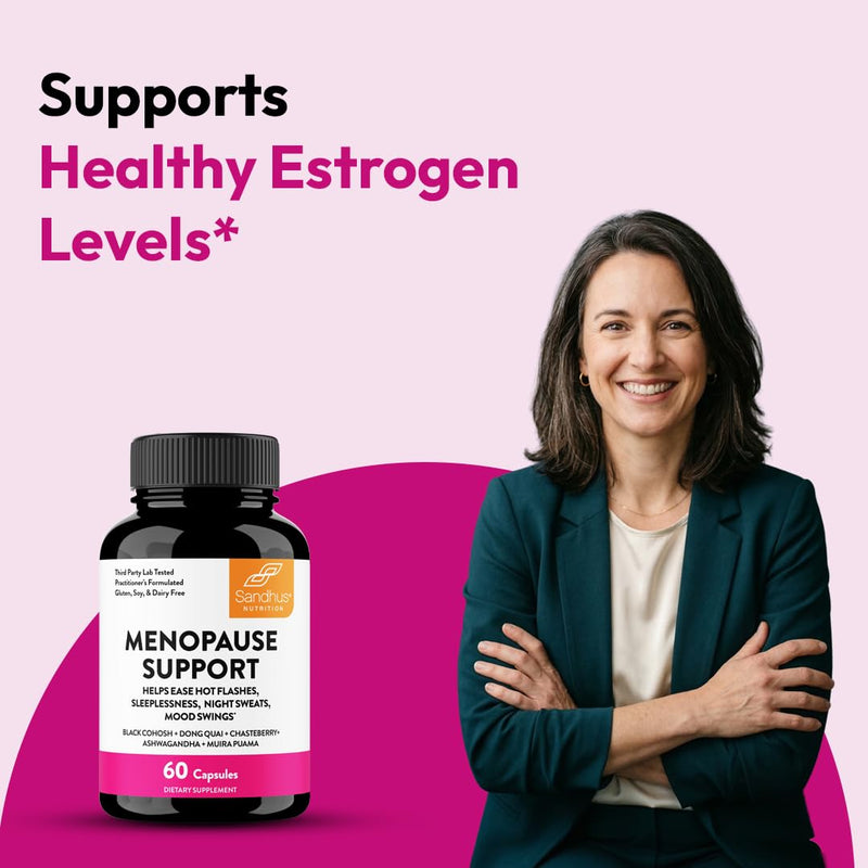 Menopause Support Supplements for Women, Black Cohosh Ashwagandha 180 Count | Vitamins D3, B6, B12, Magnesium, Dong Quai, Chaste Tree Berry, Gluten-Free Capsules, Made In USA Supplement By Sandhu's #1 Menopause Support 60 Count (Pack of 3)