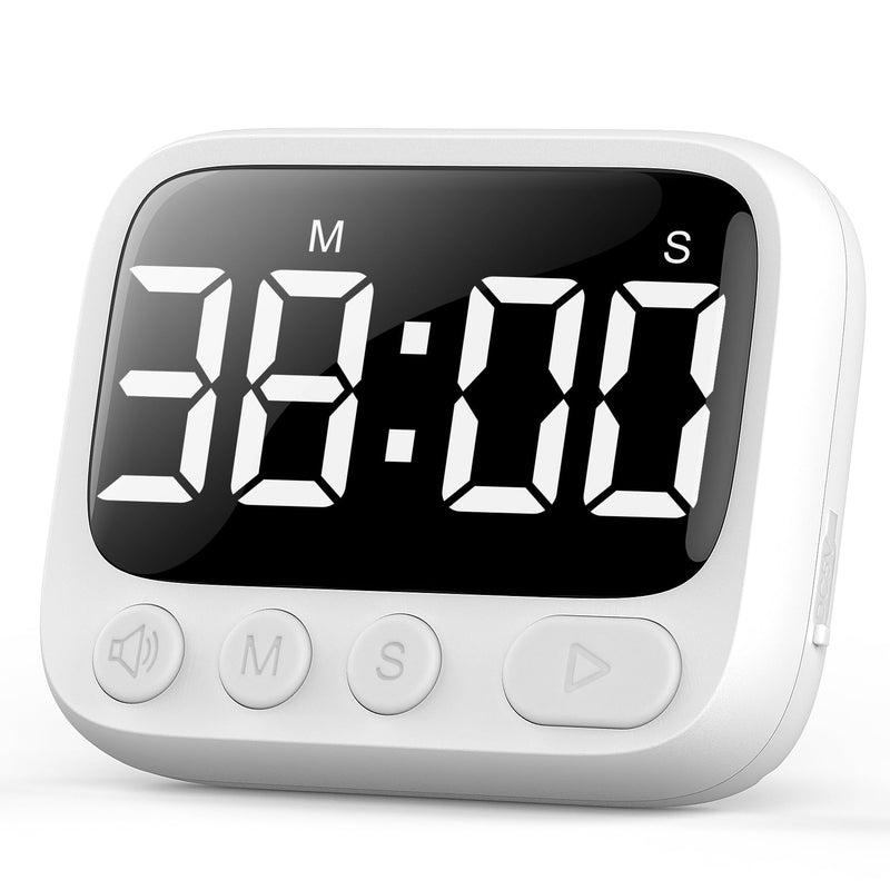 HAUKINIX Shower Timer Waterproof Bathroom Toilet Timer Digital Kitchen for Wall Mount, Study w/Foldable Stand, Countdown Stopwatch w/Suction Cup for Swim, Rechargeable, 2 Pack White - BeesActive Australia