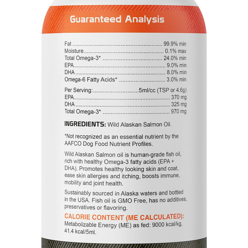 StrellaLab 32 OZ Salmon Oil for Dogs - Omega 3 for Dogs & Cats, Itch & Allergy Relief, Wild Alaskan Salmon Oil Dogs Skin & Coat, Dog Fish Oil Liquid, Shedding Supplement EPA & DHA Fatty Acids Omega Fish Oil - PawsPlanet Australia