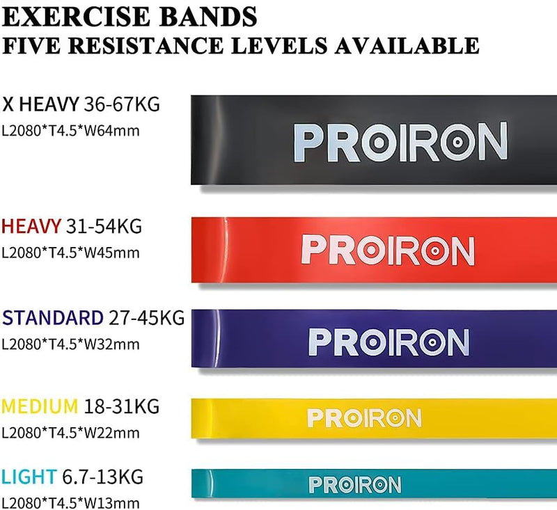 PROIRON Resistance Bands Pull Up Assistance Bands Comfortable Anti-Slip Exercise Bands for Pull up Dip Squat Gym Workout Physical Therapy Stretch Bands for Men & Women - Length 82inch（208cm） #5 Black 80-150LB（single）