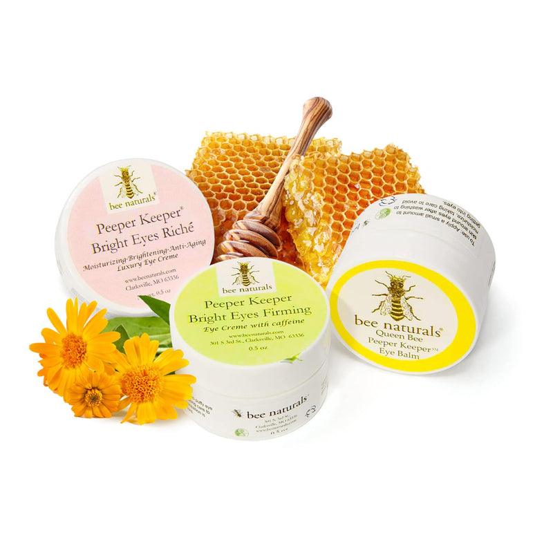 Bee Naturals Peeper Keeper Trio Eye Care - Gift Set for Eye Wrinkles, Puffy Eyes, and Crow's Feet Trio Eye Care (Assortment Pack)