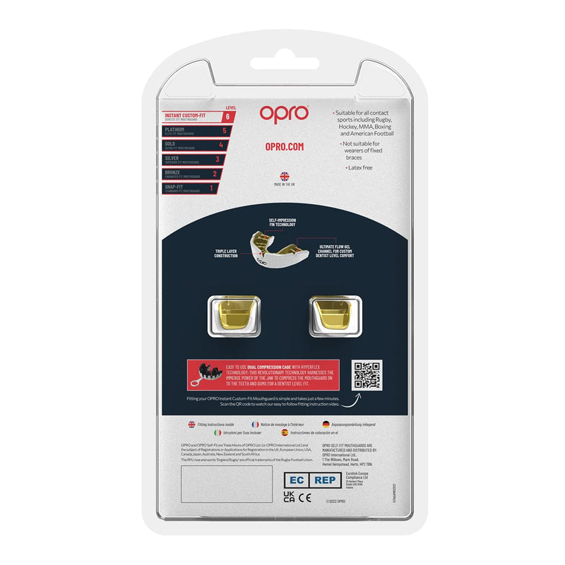 OPRO Instant Custom-Fit Mouth Guard, Dentist-Level Comfort, Protection & Fit - Moldable Mouthguard for Football, Boxing, Rugby, MMA, BJJ, UFC Mouth Piece- Includes Mouth Guard Case (White, Adult) - BeesActive Australia