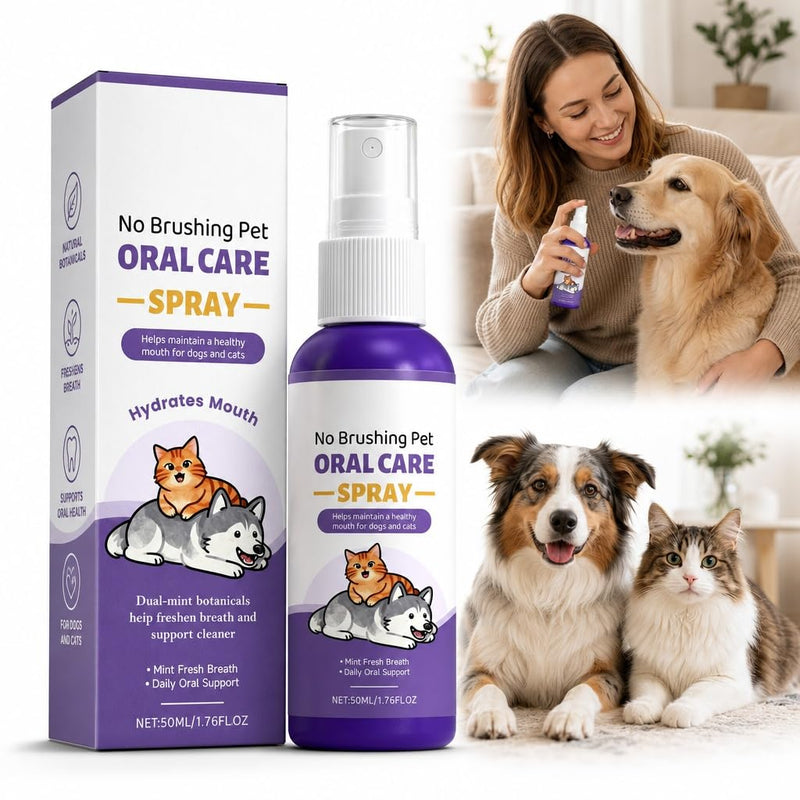 JoanofArc Pet Oral Spray, Teeth Cleaning Spray for Dogs and Cats, Pet Breath Freshener and Teeth Cleaning Sprays, Reduces Plaque Tartar Buildup, No Brushing, 50ml