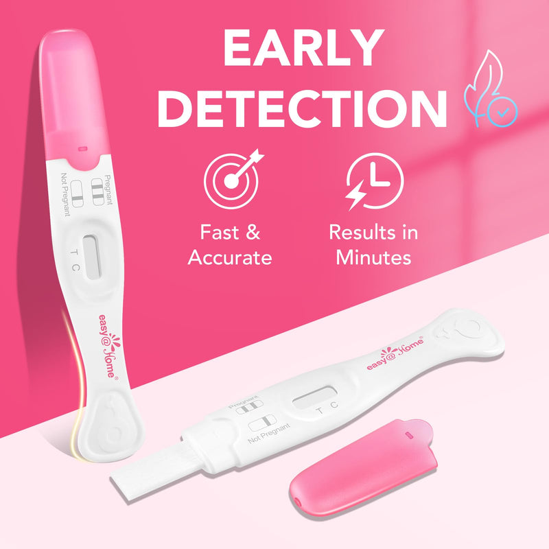 Easy@Home Pregnancy Test Sticks: 5 Count - Reliable and Early Detection Pregnancy Sticks - Precise Results in Minutes - Easy to Use at Home Urine Pregnancy Tests with Curved Handle