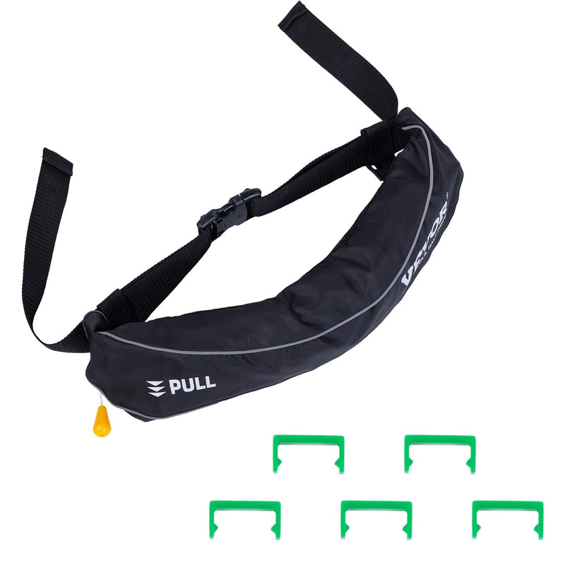 VEVOR Manual Inflatable Belt Pack for Adults, 105N Buoyancy, Over 80 Pounds and Up to 59 in Waist Adjustable, Inflatable PFD Waist for SUP Paddelboarding, Kayaking (CO2 Cylinder Not Included) Black