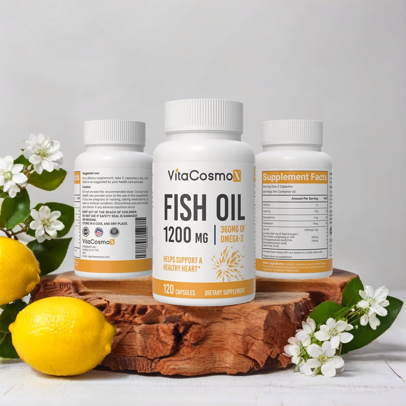 Omega-3 Fish Oil 1560mg, Triple Strength EPA & DHA, 120 Softgels - 60 Servings, Gluten Free, Non-GMO, and Vegetarian Friendly