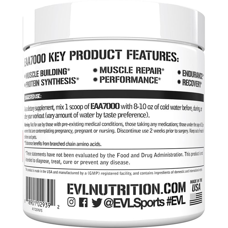 EVL EAA Essential Amino Acids Powder Pre & Post Workout - 30 Servings | 7g EAA formula with 5g BCAAs supports muscle recovery, endurance and workout performance - Watermelon Splash