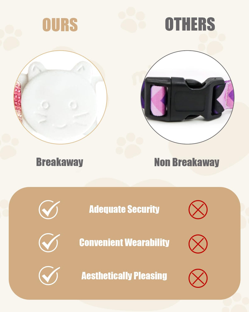 Stylish Black and White Checkered Cat Collar with Flower - Breakaway Safety Collar and Adjustable Size 7.09-12.6 inches for Small to Medium Cats (Pink) Pink - BeesActive Australia
