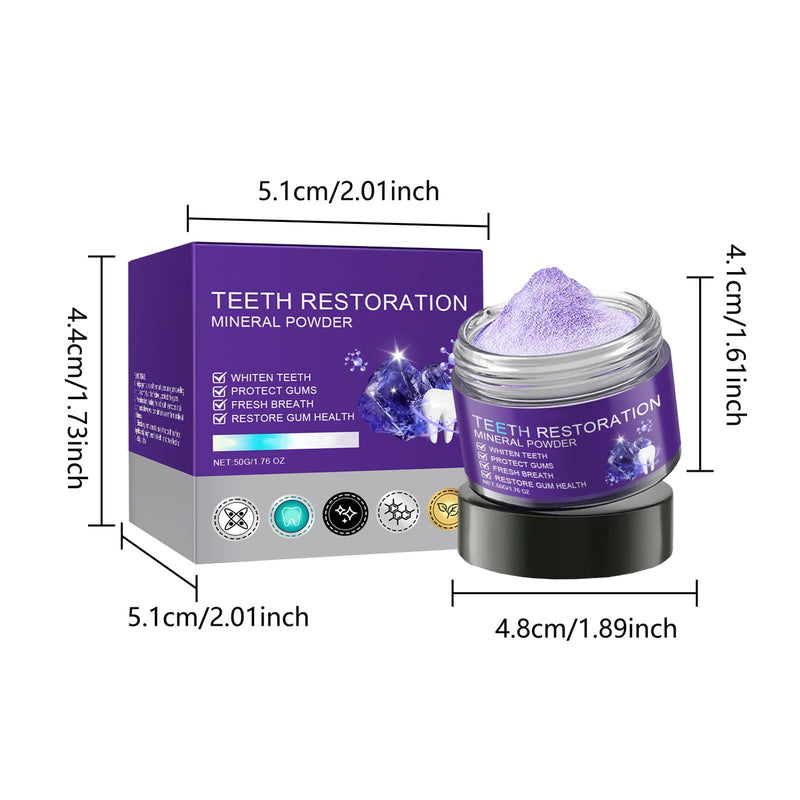 2PCS Purple Teeth Restoration Mineral Powder, Mineral Tooth Powder, Dental Restoration Mineral Effective in Strengthening Teeth and Gums for Daily Use