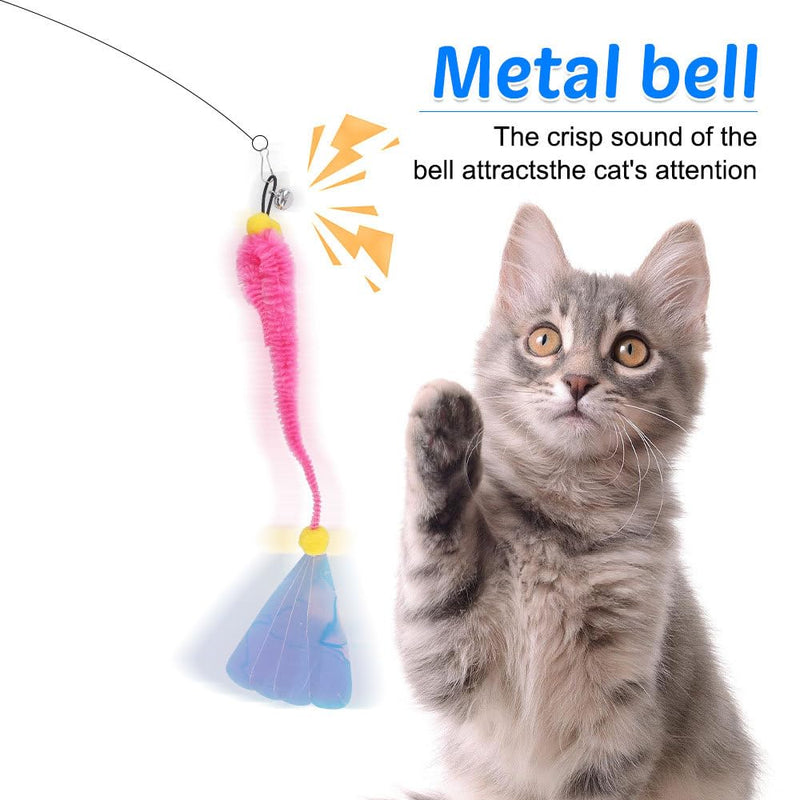 MiOYOOW Cat Wand Toy Refills, 6PCS Sequins Cat Insect Toy Interactive Cat Wand Replacement with Bells for Indoor Cats Kittens - BeesActive Australia
