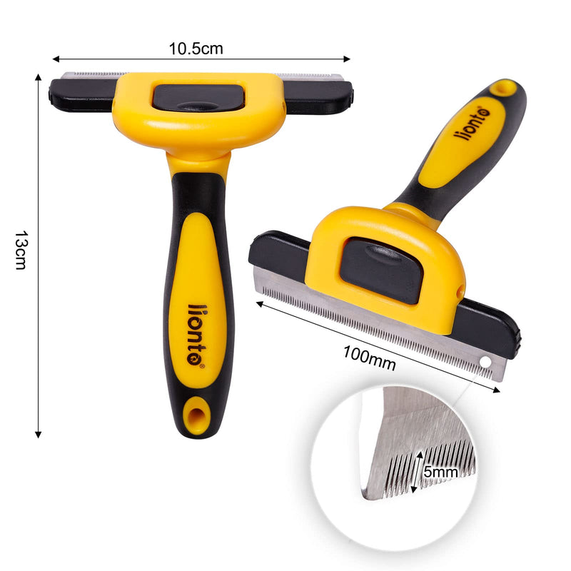 lionto undercoat brush, non-slip handle & removable blade, wide, brush for dogs & cats, gentle grooming & rounded bristles, dog brush suitable for long & short fur, rustproof undercoat brush, wide - BeesActive Australia