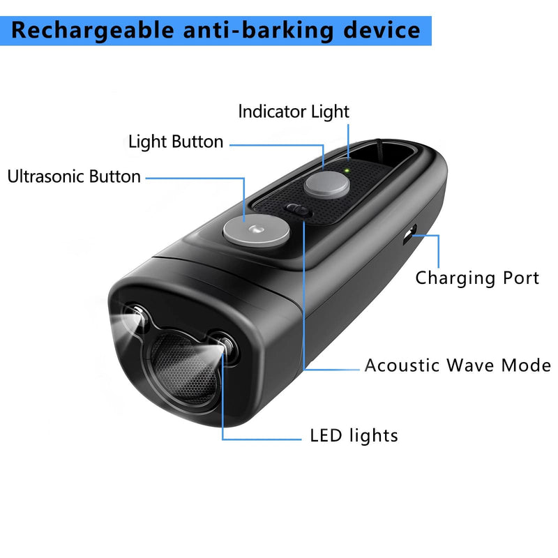Dog Barking Control Devices,Dog Training Device-Dog Training，Training/Deterrent Mode，Train and Control Your Dog,Effective Barking Control Device LED Flashlight for Training Behavior Correction-Black Black