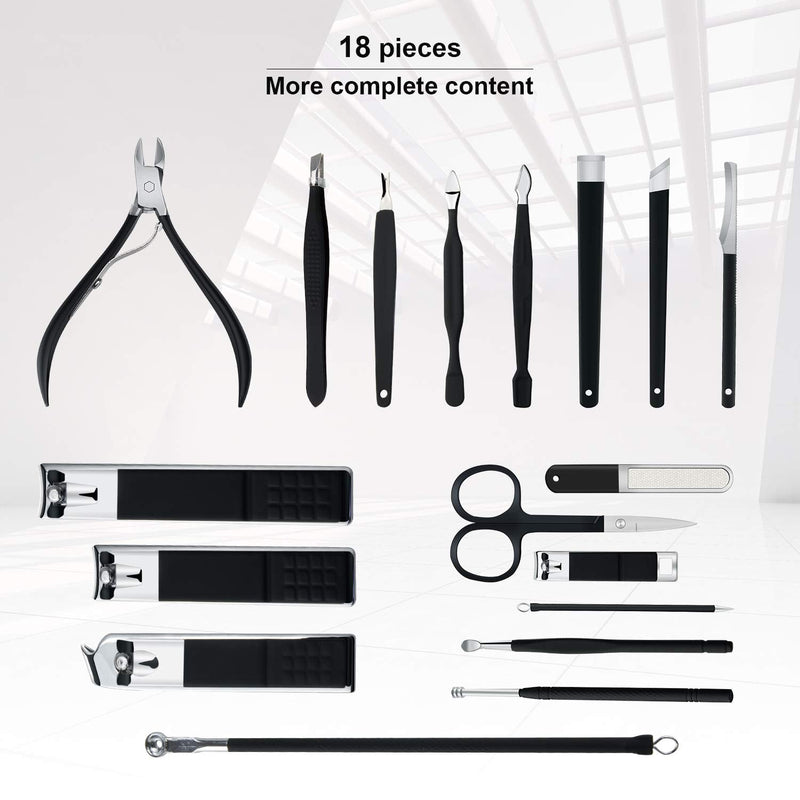 Manicure Set Professional Nail Clippers Kit Pedicure Care Tools- Stainless Steel Women Grooming Kit 18Pcs for Travel or Home (Pink) Pink