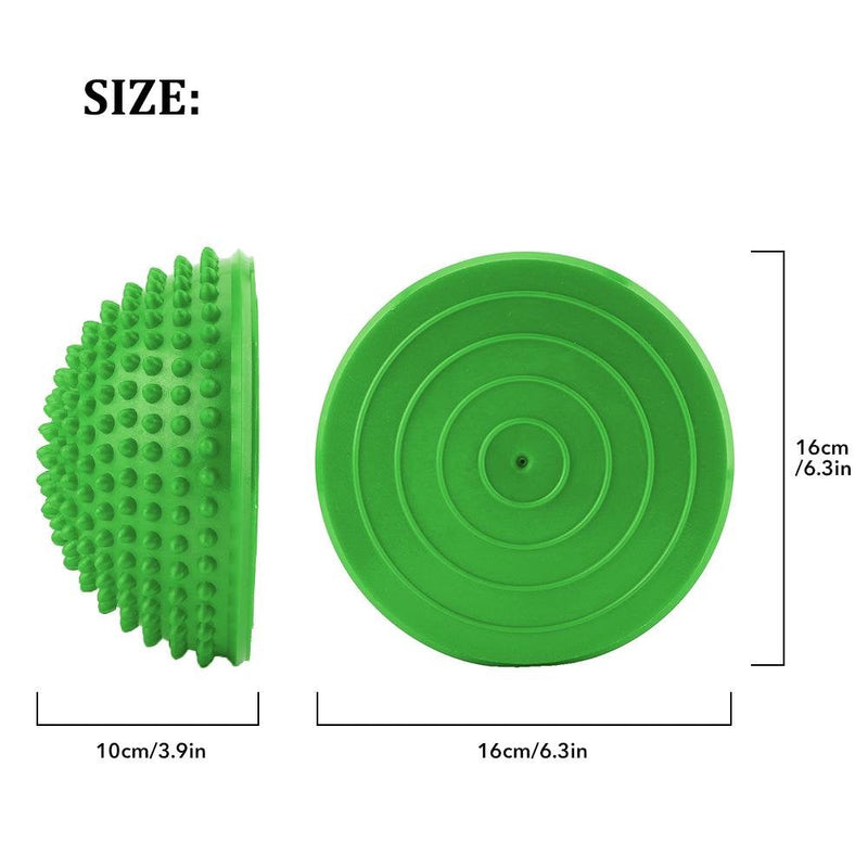 PVC Semi-Circular Durian Ball Inflatable Half Yoga Balls Massage Point Fitball Exercises Trainer Fitness Balance Ball(Green)