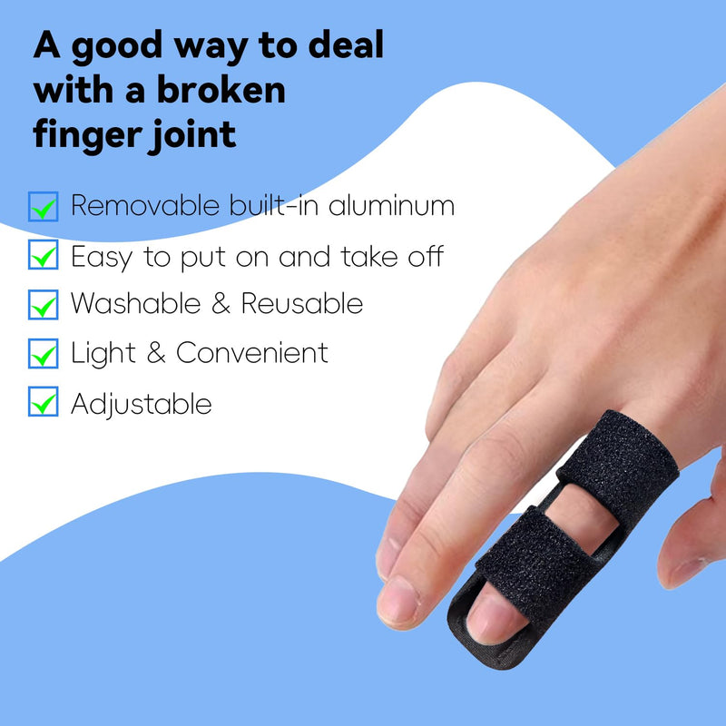 Finger Splint, Universal Trigger Finger Brace for Broken/Arthritis Pain and Sprain Relief, Splints for Middle, Index, Ring (2 Pack,Black) Black