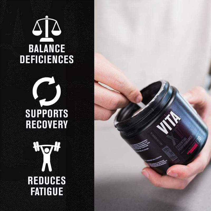 Jacked Factory Vita XT Performance Vitamin Powder - Daily Multivitamin Powder for Men with KSM-66 Ashwagandha, Prebiotic Fiber, Vitamin A, C, D, K, B6, B12, & More - Strawberry Lemonade, 30Sv