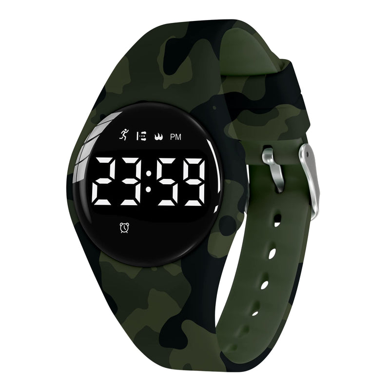 Kids Watches for Girls Boys Digital Sport Watch with Step Counter Pedometer Vibration Alarm Clock, No App Waterproof Fitness Tracker Kids Watch Boys Girls Teens Students Ages 5-16 103-F-Army - BeesActive Australia