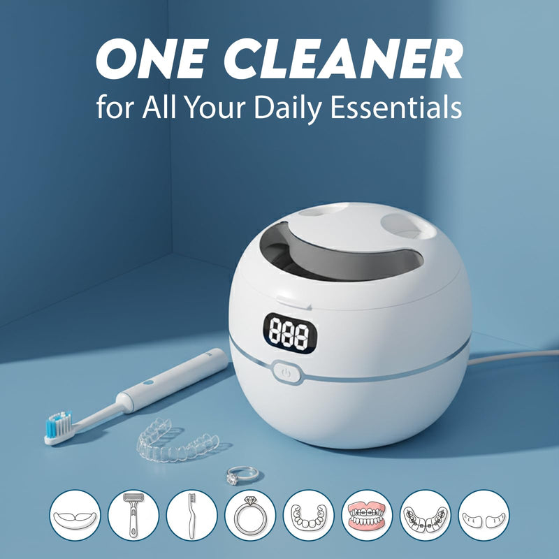Upgraded Dental Ultrasonic Retainer Cleaner Machine, 220ML - 45kHz Dentures Cleaner Pod With Digital Display, Mouth Guard, Aligner, Night Guard, Braces, Toothbrush Heads, Jewelry