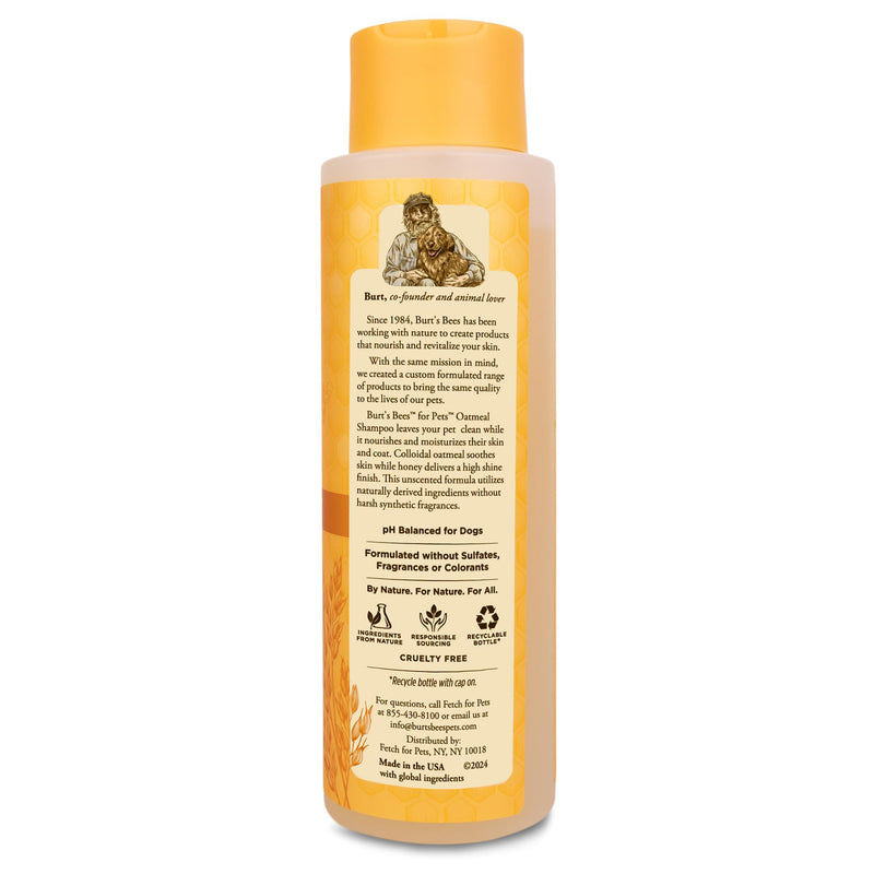 Burt's Bees for Pets Oatmeal Dog Shampoo - With Colloidal Oat Flour & Honey - Moisturizing & Nourishing, Cruelty Free, Formulated without Sulfates and Parabens, Made in USA, 16 Oz Unscented 16 Fl Oz (Pack of 1) - BeesActive Australia