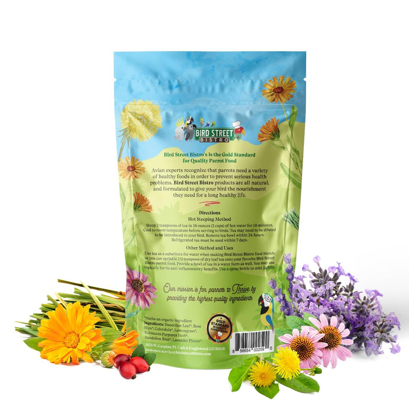Bird Street Bistro Parrot Tea 3oz - Parakeet & Cockatiel Food Vitamin Substitute - Bird Health Supplies - Bird Food Topper Rising Phoenix 3 Ounce (Pack of 1)