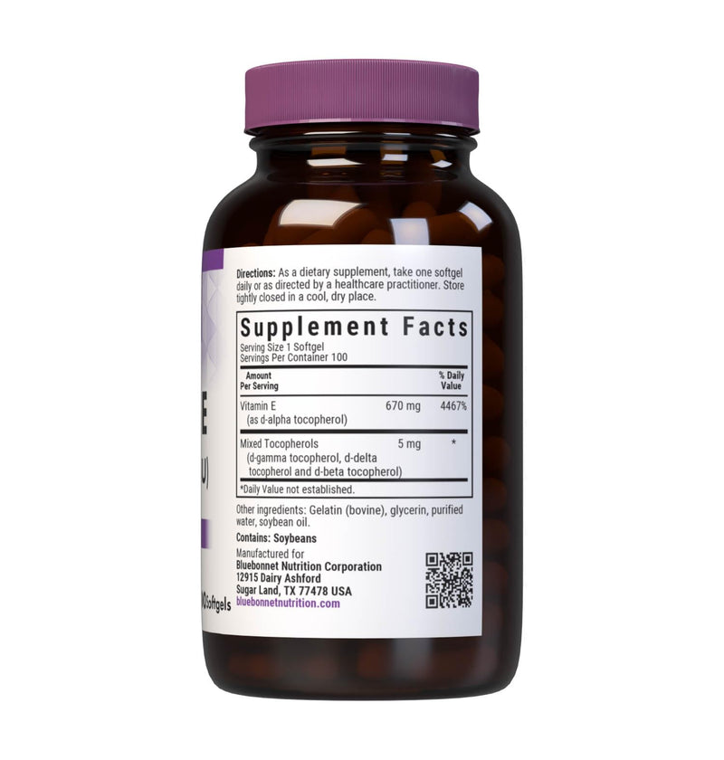 Bluebonnet Vitamin E 1000 IU Mixed Softgels, 100 Count | Gluten-Free, Dairy-Free