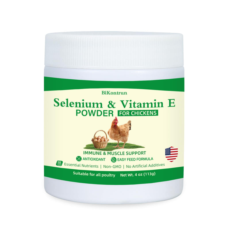 Selenium and Vitamin E Powder for Chickens, Selenium for Chickens, Immune System, Muscle Support & Prevents, Improve Wry Neck, Selenium, Vitamin E Supplements, Suitable for All Poultry, Chicken & More