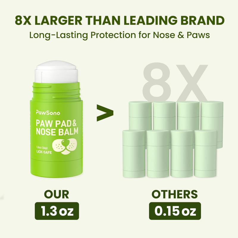 PawSono Lick-Safe Dog Paw & Nose Balm with Coconut Oil | All-Natural Moisturizer & Soother for Dry, Cracked Pads & Snout | Heat & Cold Pavement Protection Wax | Horse Hoof, Joint Care (1.3 oz 1.3 oz