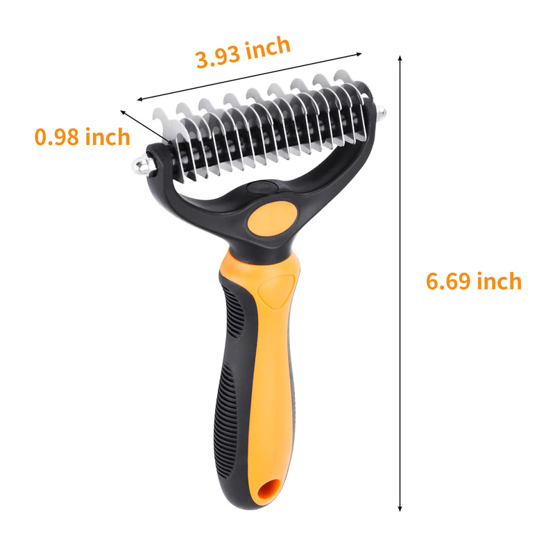Pet Grooming Tool - 2 Sided Undercoat Rake for Cats and Dogs - Safe Dematting Comb for Easy Mats & Tangles Removing - No More Nasty Shedding and Flying Hair orange other - BeesActive Australia