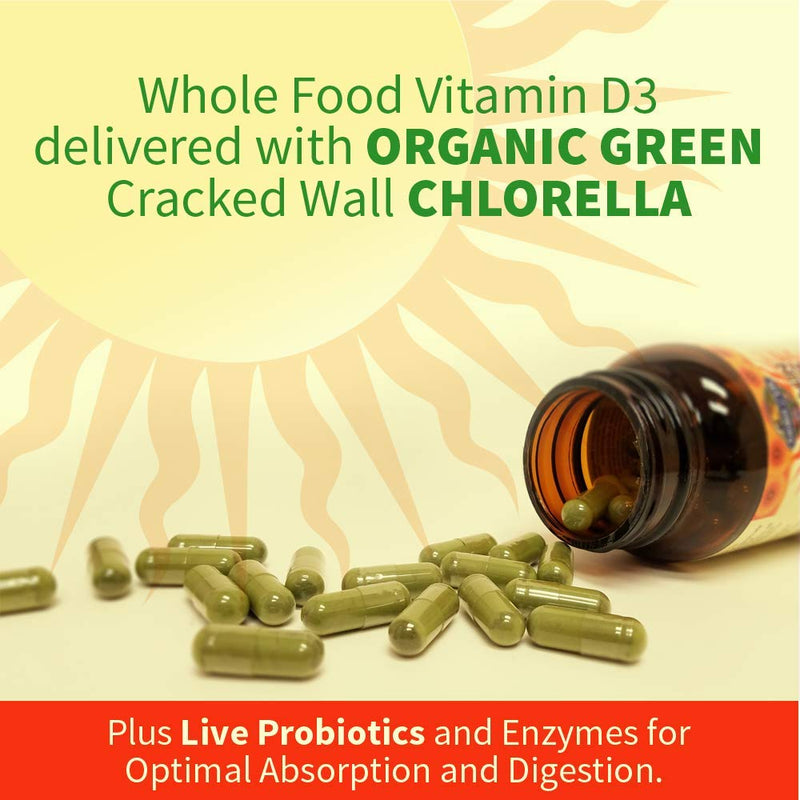 Garden Of Life D3 - Vitamin Code Whole Food Raw D3 Vitamin Supplement, 2000 Iu, Dairy and Gluten Free, Vegetarian, 120 Capsules D3 with Organic Green Cracked Wall Chlorella Plus Probiotics 120 Count (Pack of 1) - BeesActive Australia