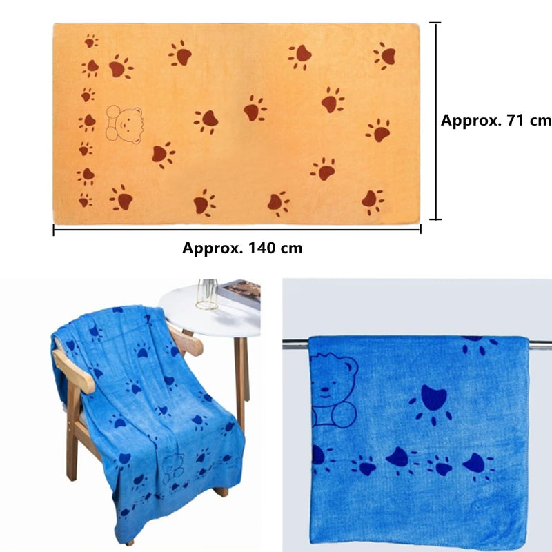 bangminda Dog Towel Pack of 2 Microfiber Towels Washable Dog Blankets Large Quick-Drying Dog Towel for Grooming Drying Animal Towel for Dogs Cats 140 x 71 cm (Yellow and Blue) Yellow and Blue - BeesActive Australia